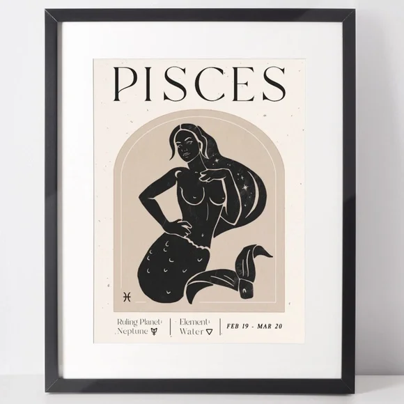 Pisces Zodiac Sign Wall Art Print Poster Unframed - Picture 1 of 5